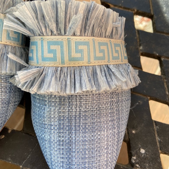 Michelle McDowell Blue Greek Key Raffia Mules — Size 7 - Picture 5 of 13